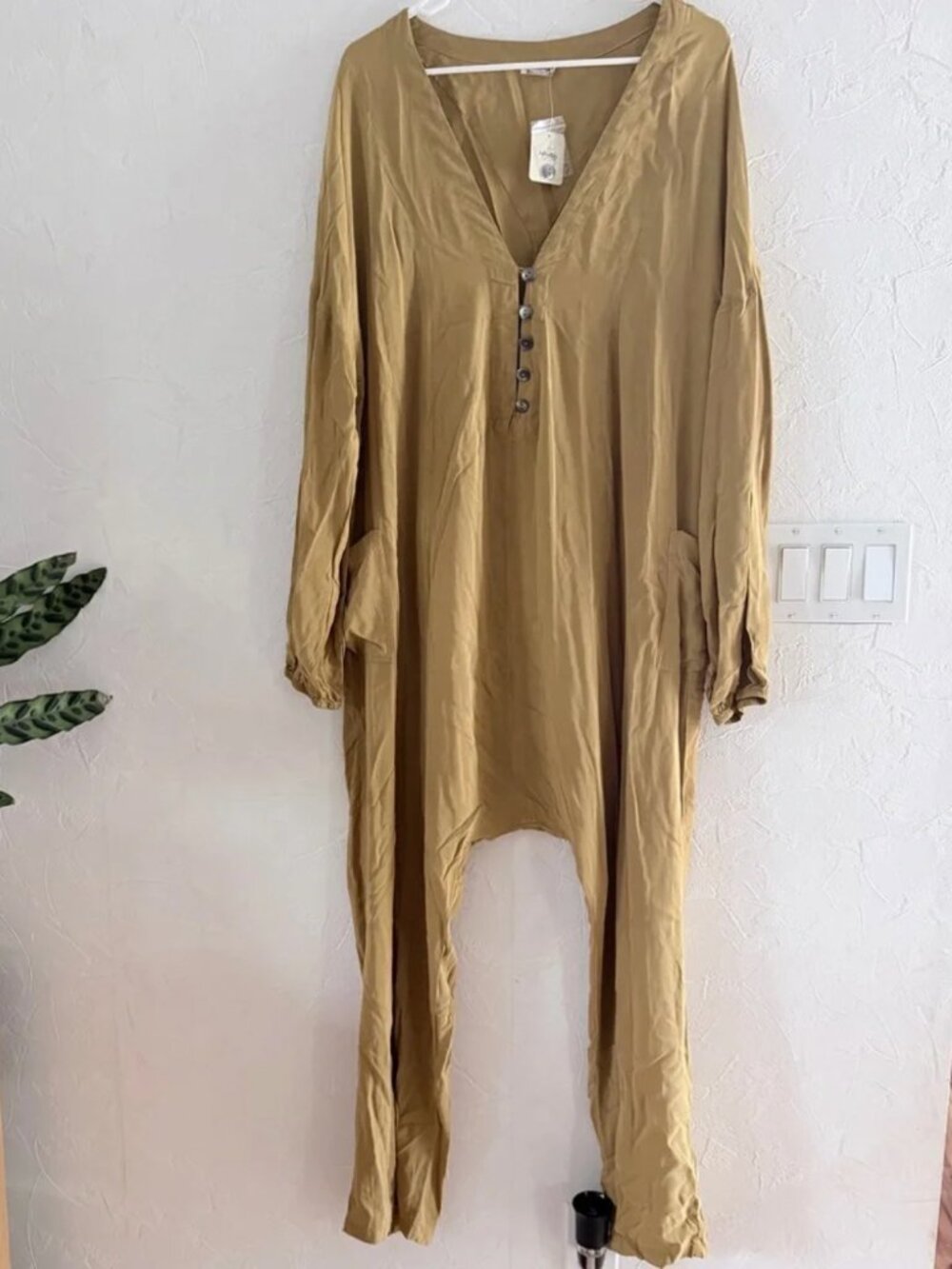 Free People INTIMATELY So So Soft Romper Mustard Lounging Jumpsuit - Picture 5 of 7
